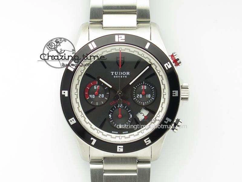 GranTour Chronograph SS Black Dial On SS Bracelet A7750