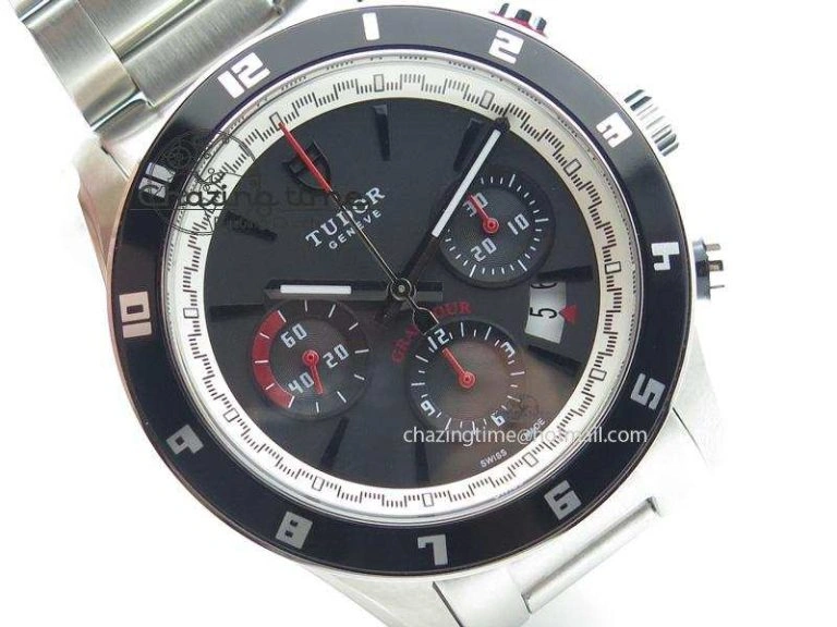 GranTour Chronograph SS Black Dial On SS Bracelet A7750