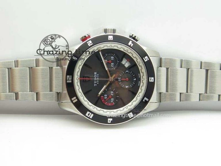 GranTour Chronograph SS Black Dial On SS Bracelet A7750
