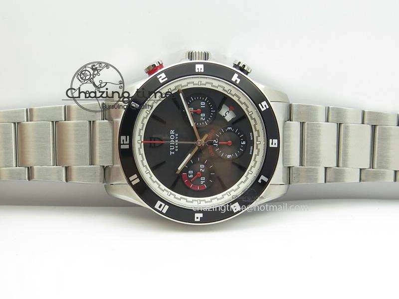 GranTour Chronograph SS Black Dial On SS Bracelet A7750