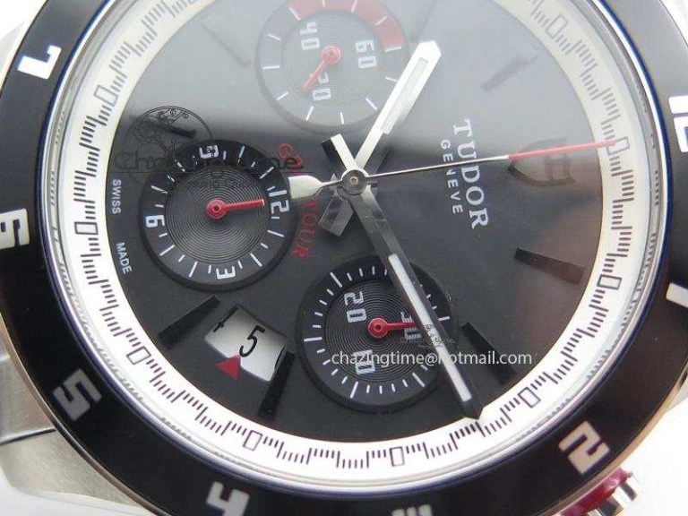 GranTour Chronograph SS Black Dial On SS Bracelet A7750