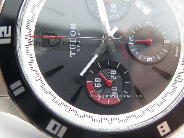 GranTour Chronograph SS Black Dial On SS Bracelet A7750