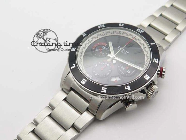 GranTour Chronograph SS Black Dial On SS Bracelet A7750