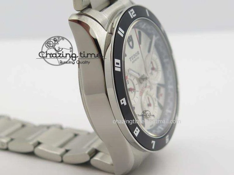 GranTour Chronograph SS White Dial On SS Bracelet A7750