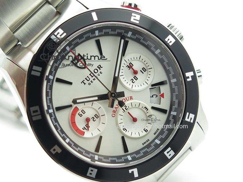 GranTour Chronograph SS White Dial On SS Bracelet A7750