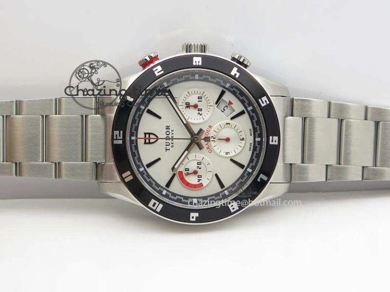 GranTour Chronograph SS White Dial On SS Bracelet A7750