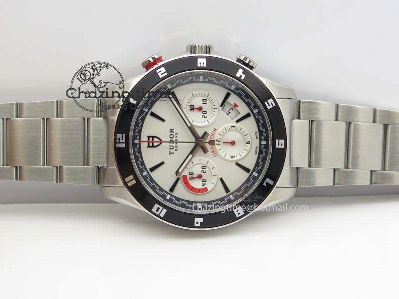 GranTour Chronograph SS White Dial On SS Bracelet A7750