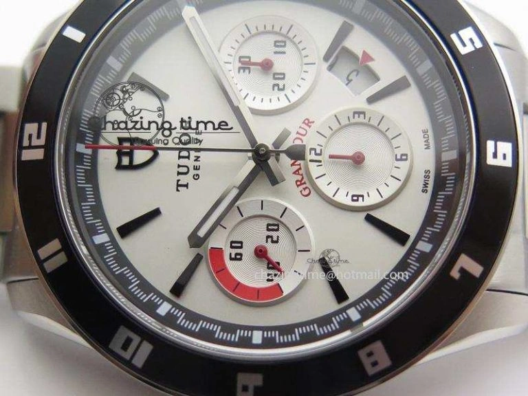 GranTour Chronograph SS White Dial On SS Bracelet A7750