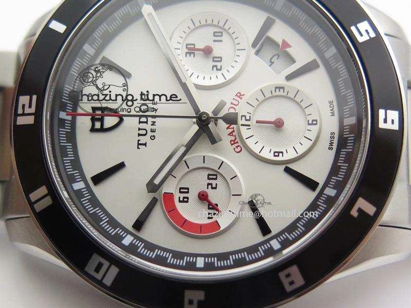GranTour Chronograph SS White Dial On SS Bracelet A7750