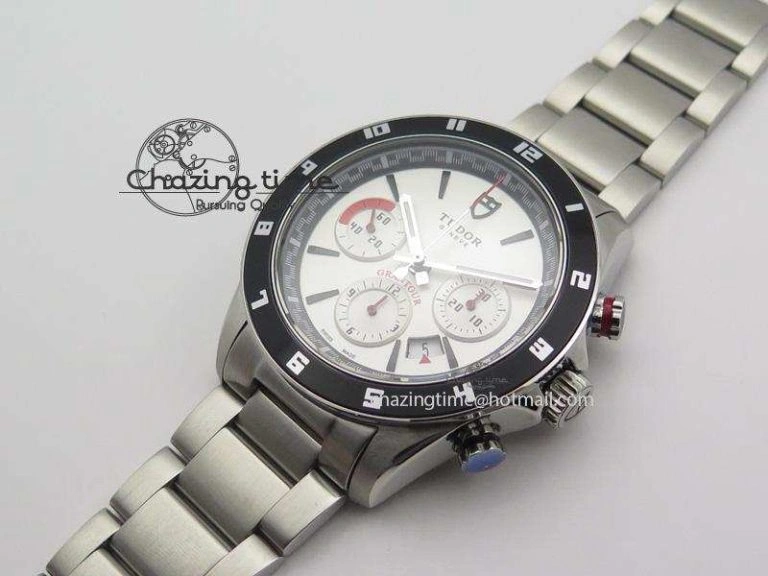 GranTour Chronograph SS White Dial On SS Bracelet A7750