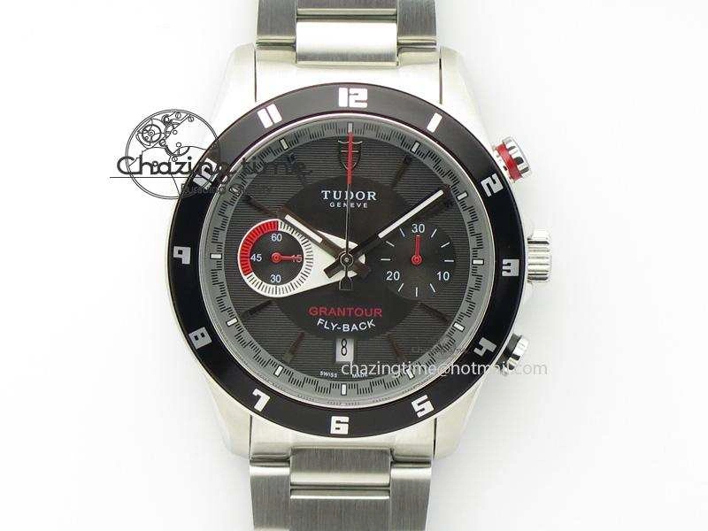 GranTour Flyback SS Black Dial On SS Bracelet A7750