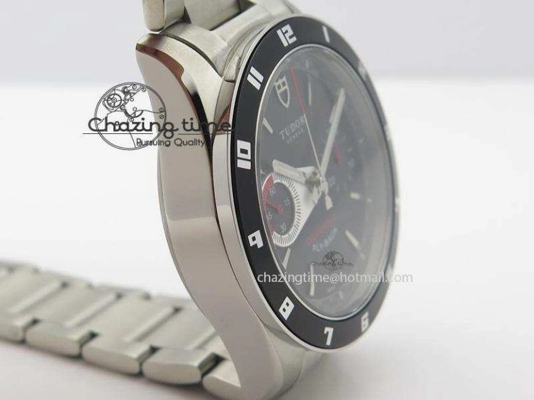 GranTour Flyback SS Black Dial On SS Bracelet A7750