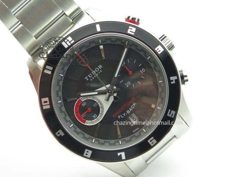 GranTour Flyback SS Black Dial On SS Bracelet A7750