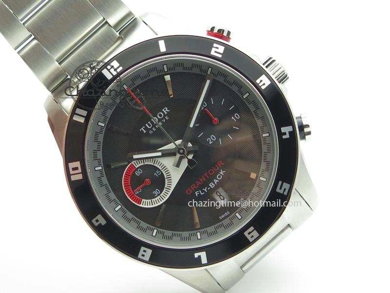 GranTour Flyback SS Black Dial On SS Bracelet A7750