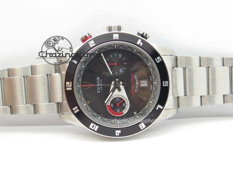 GranTour Flyback SS Black Dial On SS Bracelet A7750