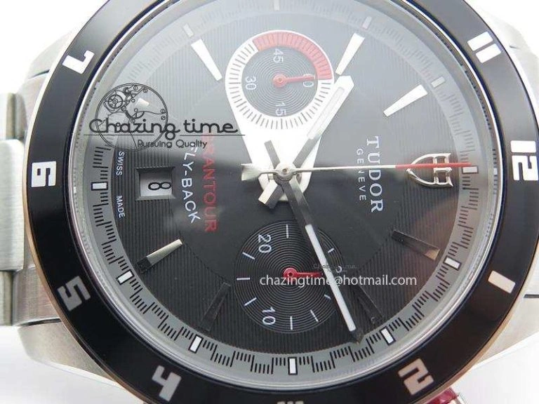 GranTour Flyback SS Black Dial On SS Bracelet A7750