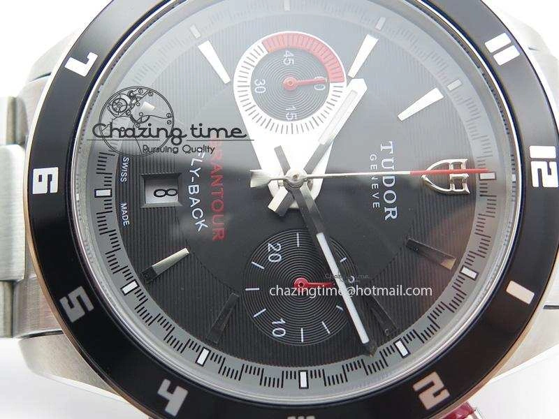 GranTour Flyback SS Black Dial On SS Bracelet A7750