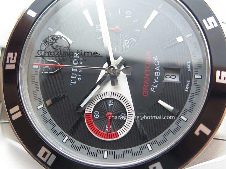 GranTour Flyback SS Black Dial On SS Bracelet A7750