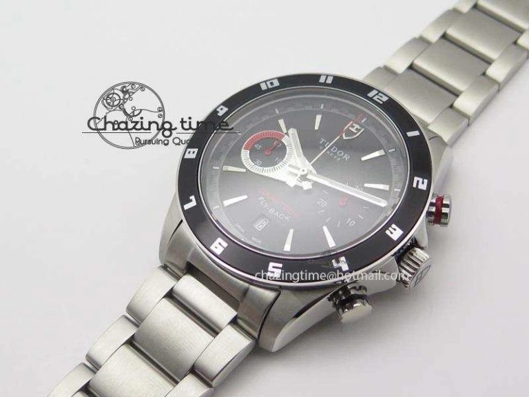 GranTour Flyback SS Black Dial On SS Bracelet A7750