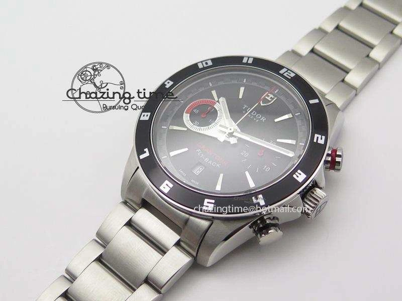 GranTour Flyback SS Black Dial On SS Bracelet A7750