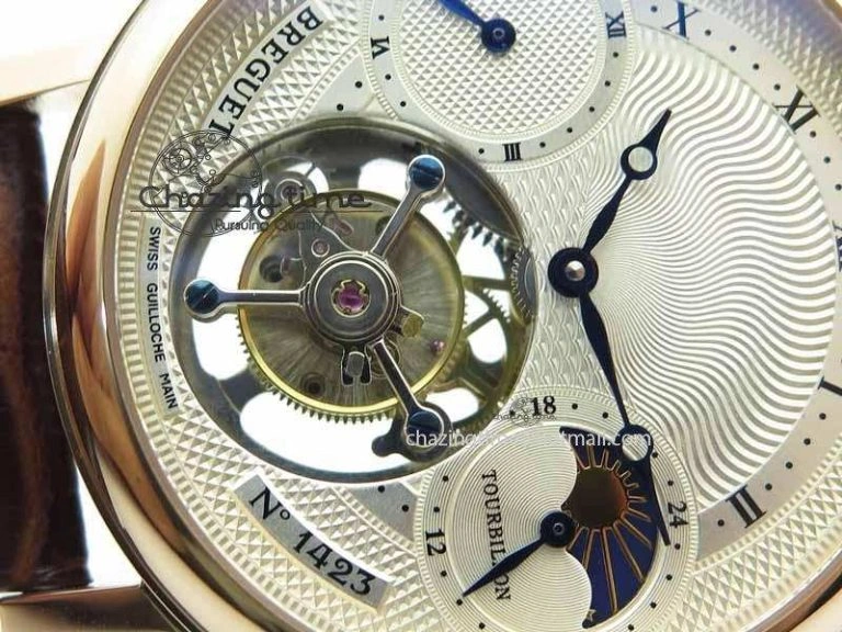 Grand Complication Moon Phase Tourbillon RG White Dial On Brown Leather Strap