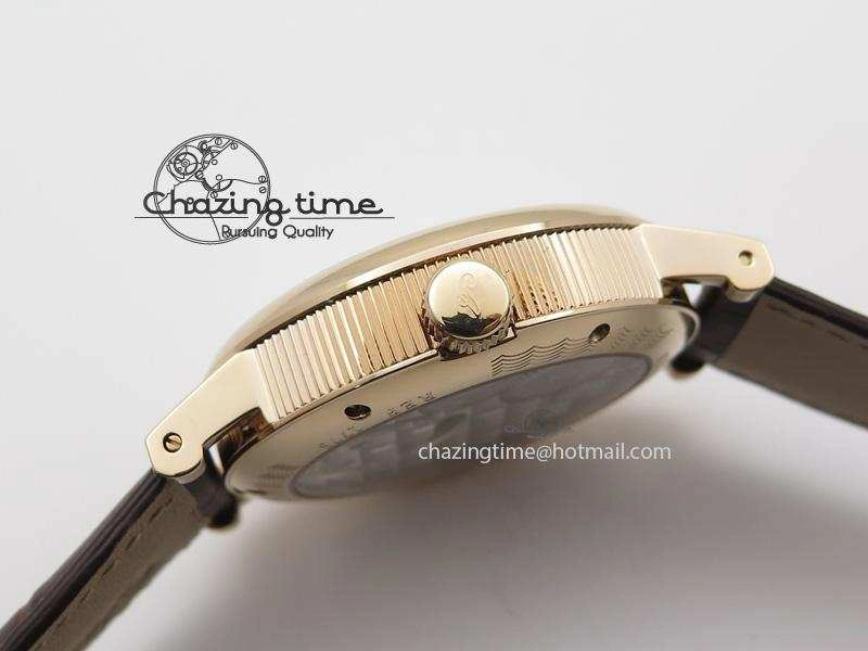 Grand Complication Moon Phase Tourbillon RG White Dial On Brown Leather Strap