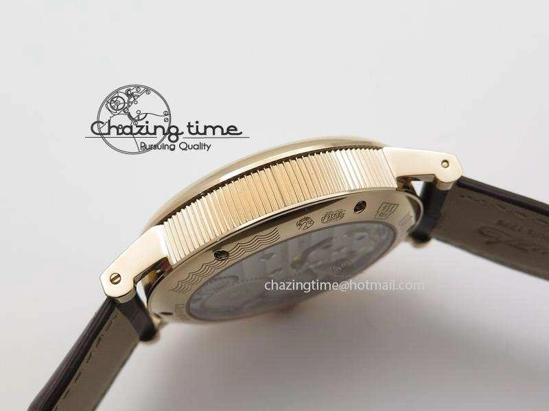 Grand Complication Moon Phase Tourbillon RG White Dial On Brown Leather Strap