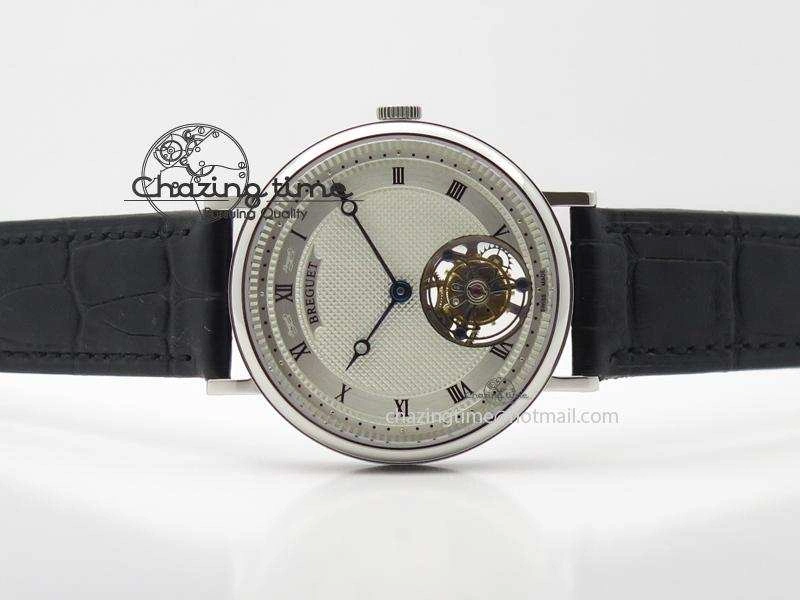 Grand Complication Tourbillon SS AXF White Dial On Black Leather Strap