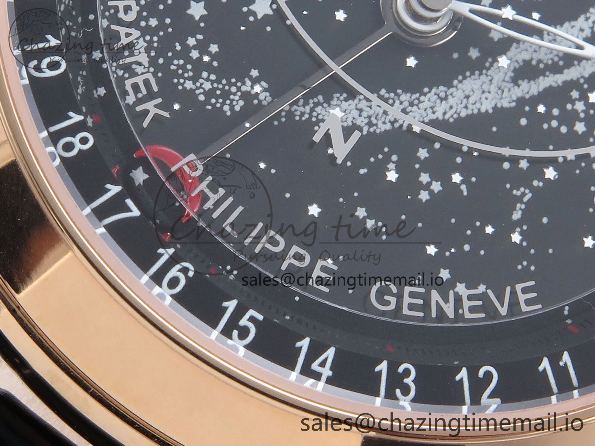 Grand Complications 6102G Moon RG YLF Black Dial on Black Leather Strap A240