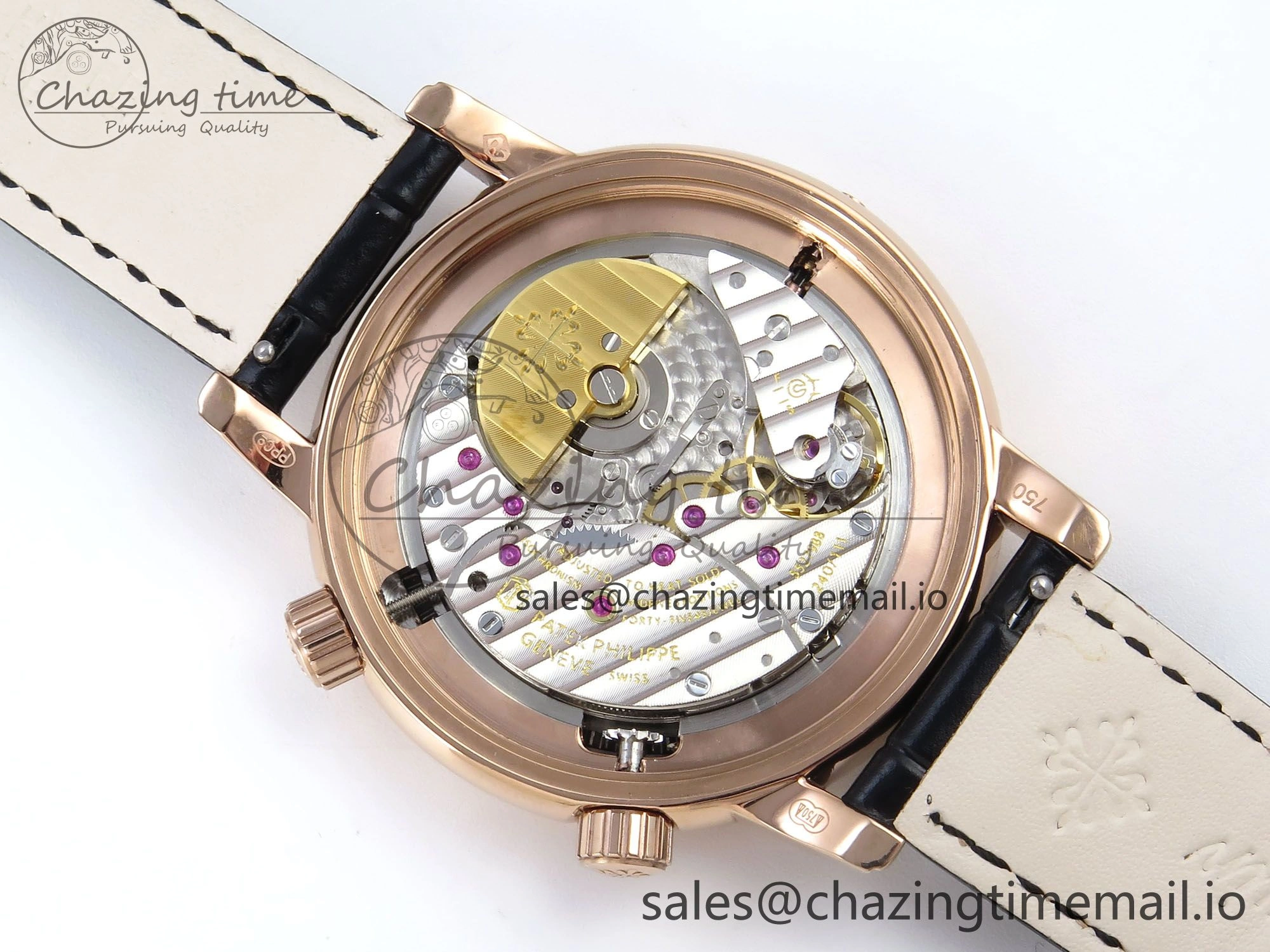 Grand Complications 6102G Moon RG YLF Black Dial on Black Leather Strap A240