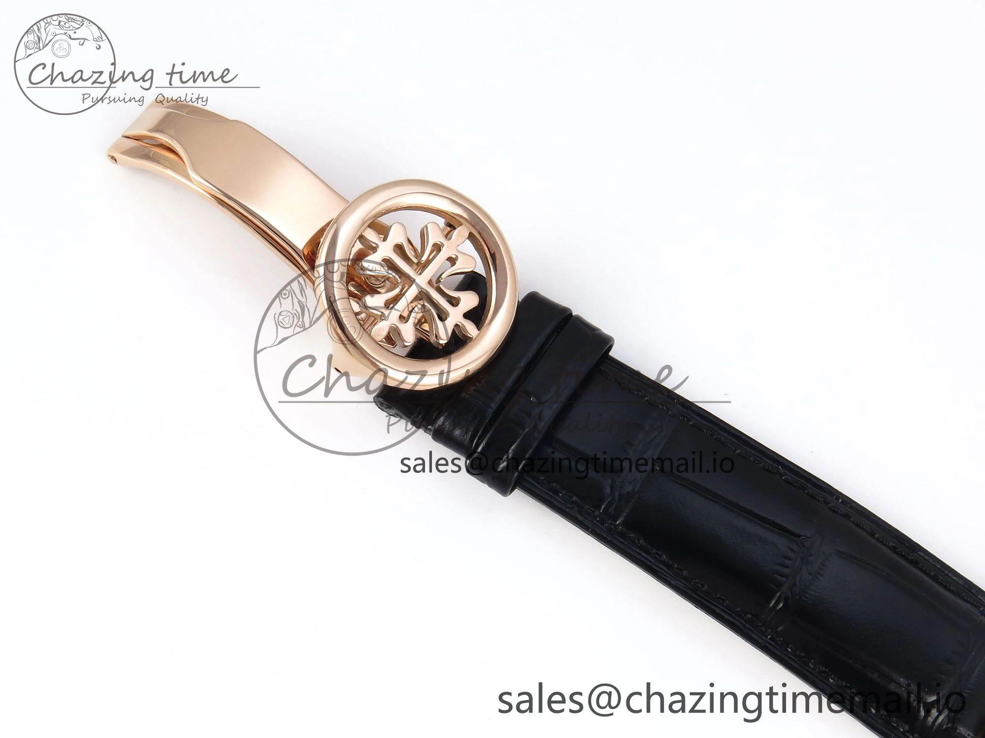 Grand Complications 6102G Moon RG YLF Black Dial on Black Leather Strap A240