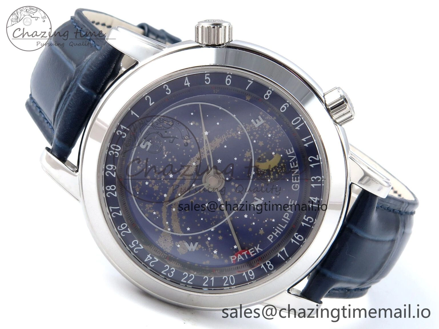 Grand Complications 6102G Moon SS YLF Blue Dial on Blue Leather Strap A240