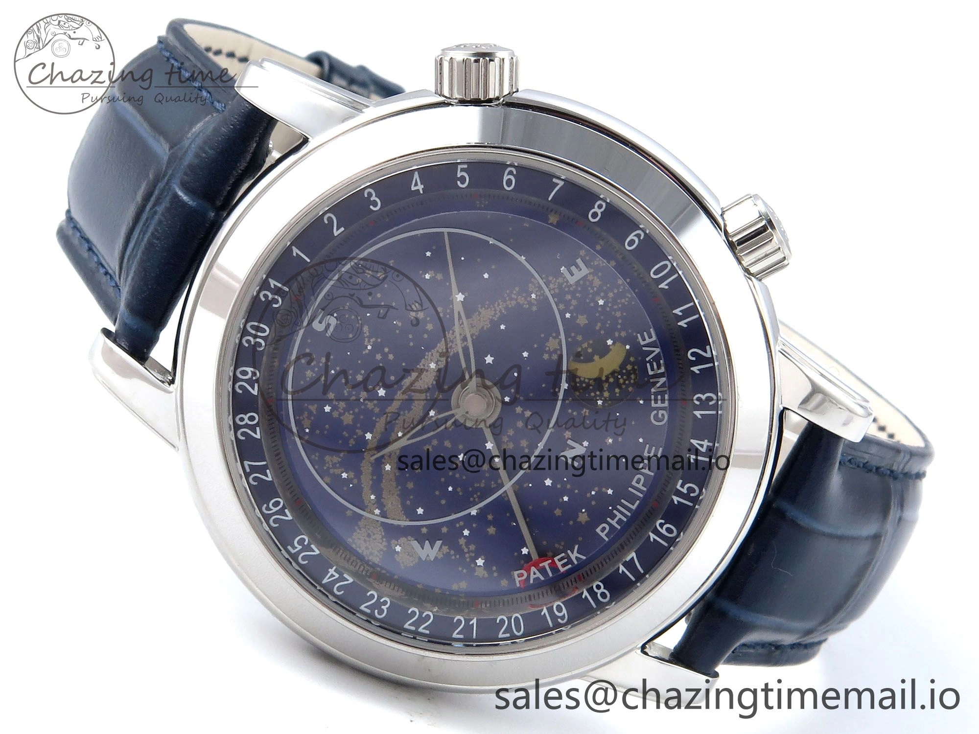 Grand Complications 6102G Moon SS YLF Blue Dial on Blue Leather Strap A240
