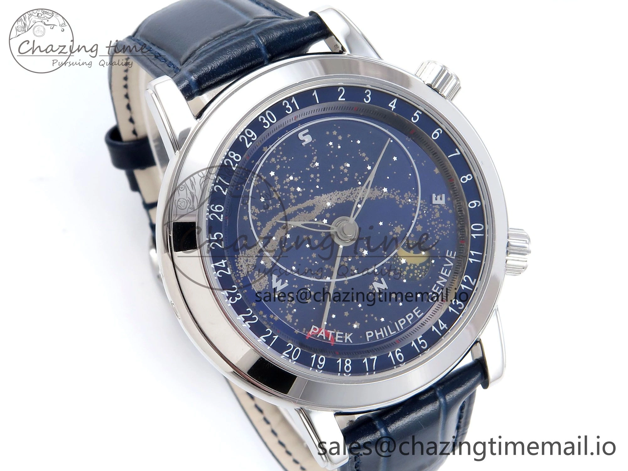 Grand Complications 6102G Moon SS YLF Blue Dial on Blue Leather Strap A240