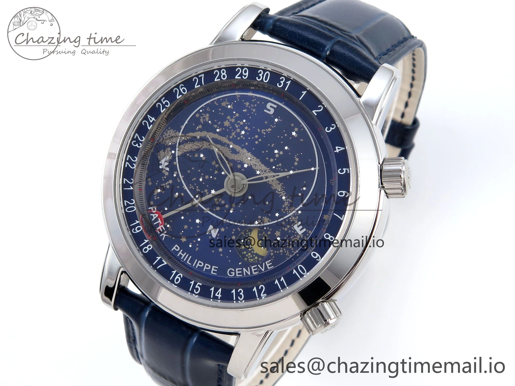 Grand Complications 6102G Moon SS YLF Blue Dial on Blue Leather Strap A240