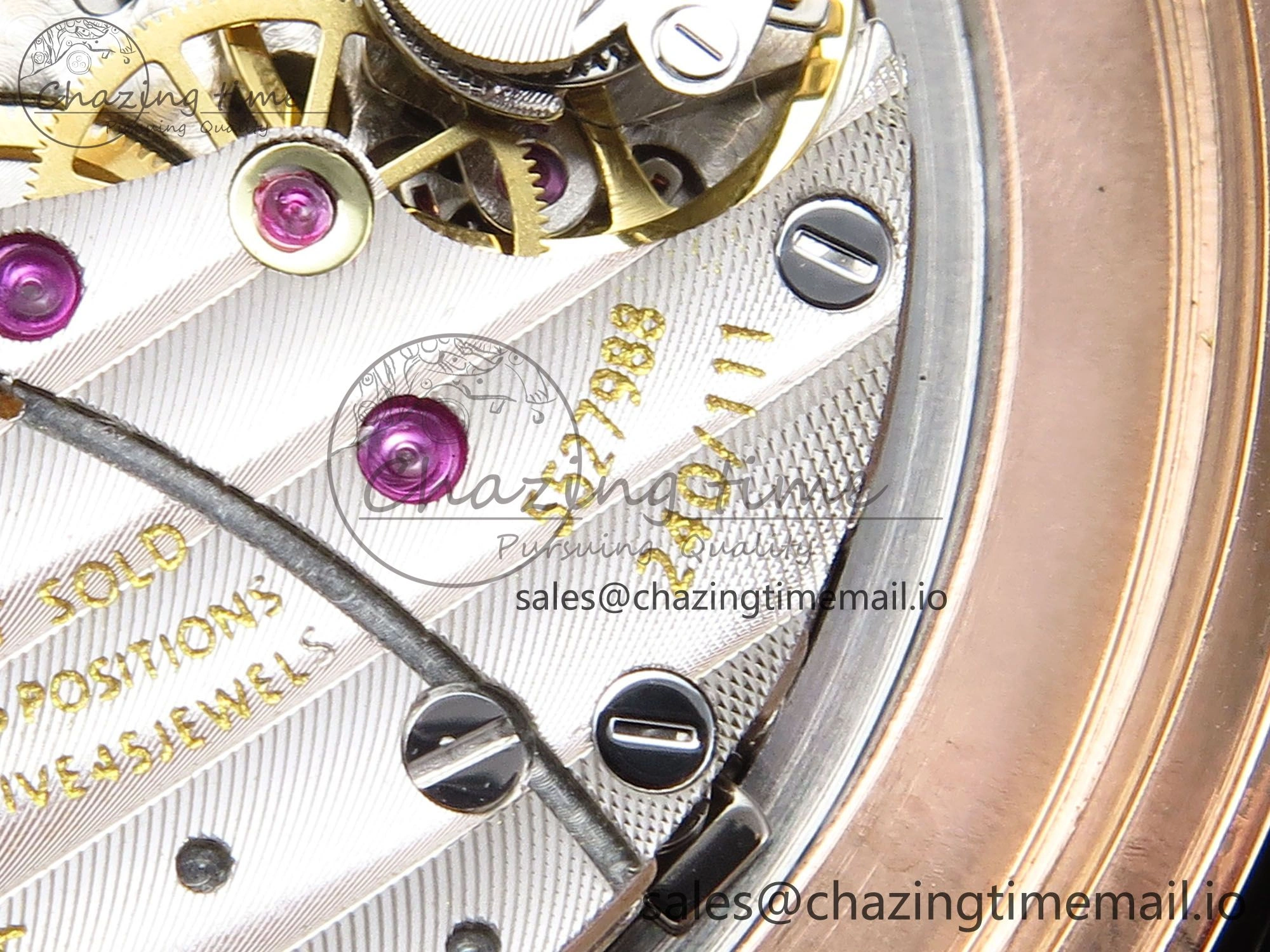 Grand Complications 6102G Moon YLF RG Black Dial Crystal Bezel on Black Leather Strap A240