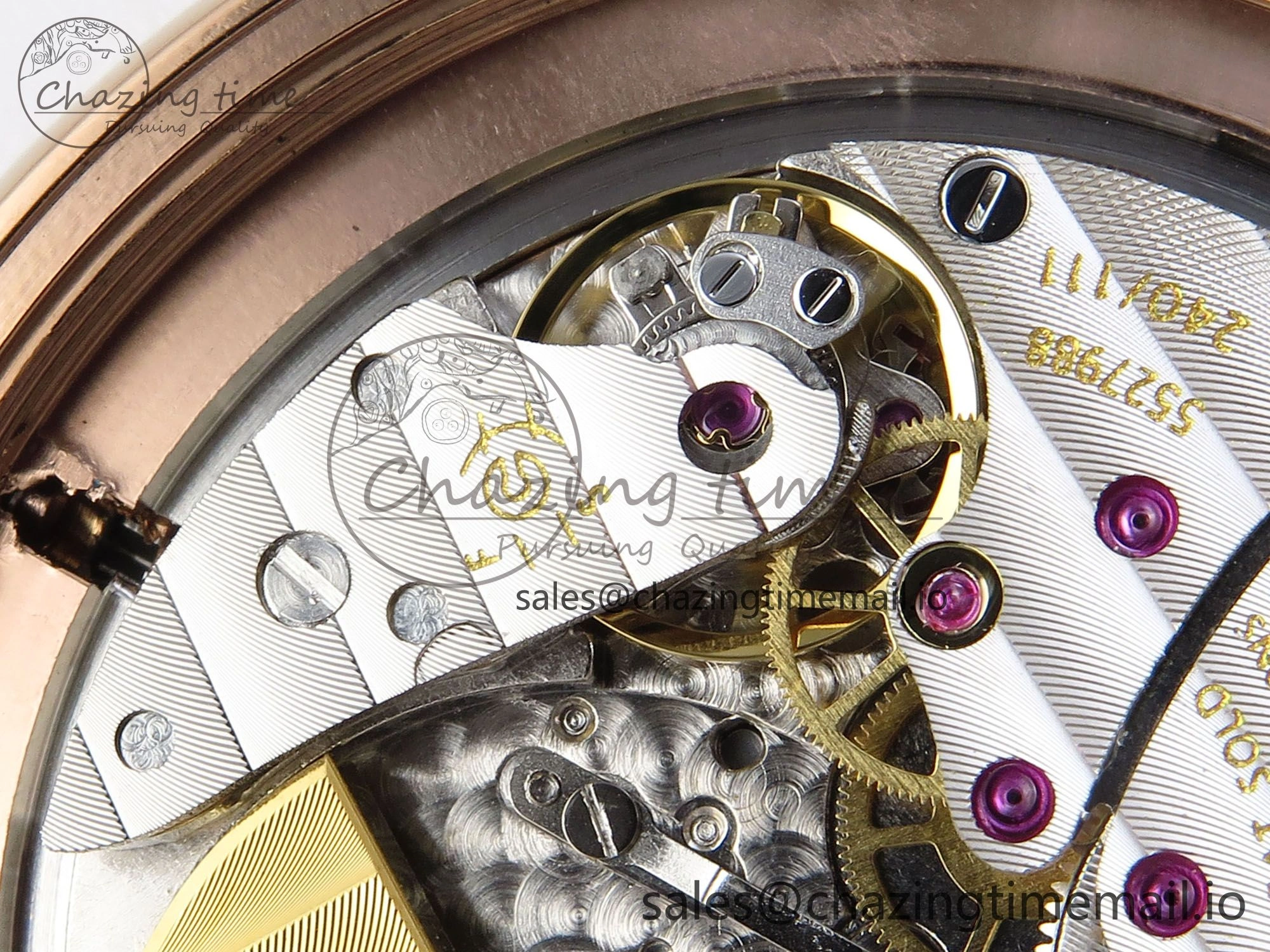 Grand Complications 6102G Moon YLF RG Black Dial Crystal Bezel on Black Leather Strap A240
