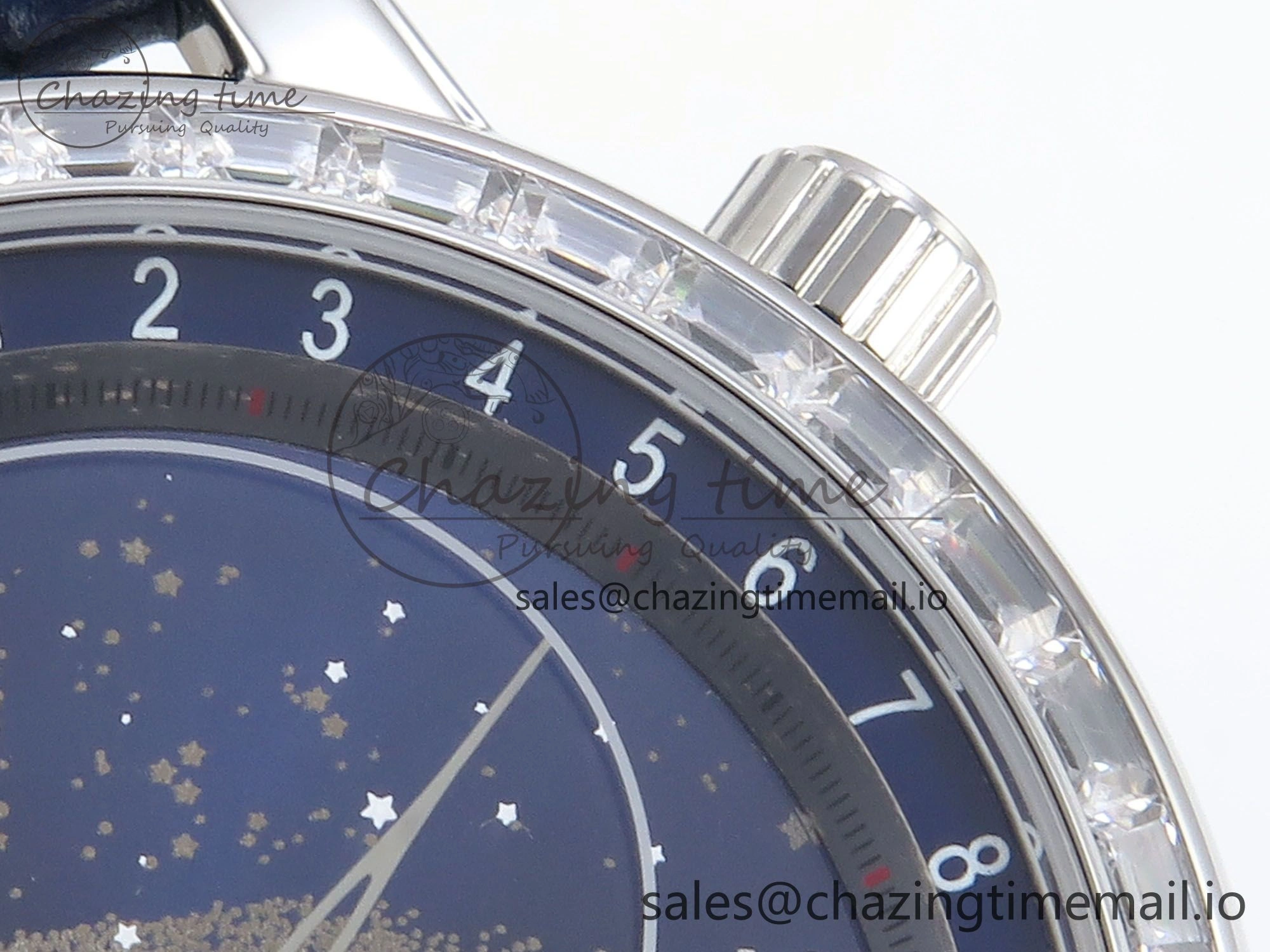 Grand Complications 6102G Moon YLF SS Blue Dial Crystal Bezel on Blue Leather Strap A240