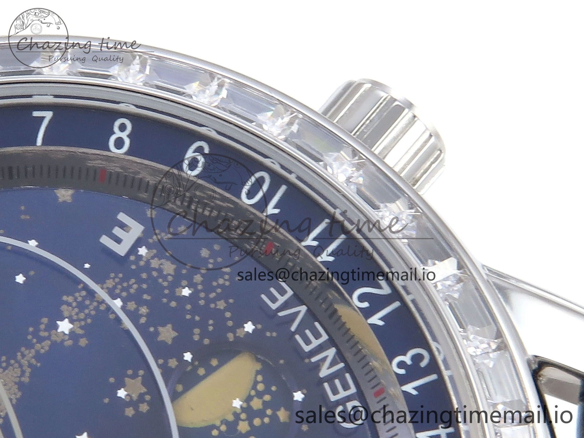 Grand Complications 6102G Moon YLF SS Blue Dial Crystal Bezel on Blue Leather Strap A240
