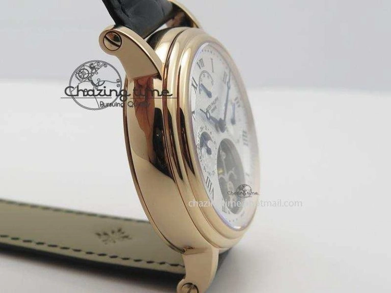Grand Complications AXF Best Edition RG White Dial Moonphase (Left) On Black Leather Strap