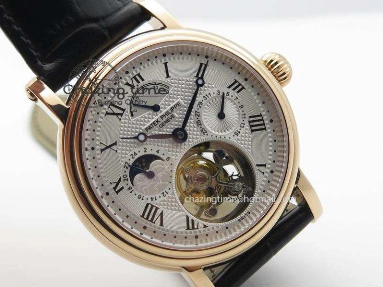 Grand Complications AXF Best Edition RG White Dial Moonphase (Left) On Black Leather Strap