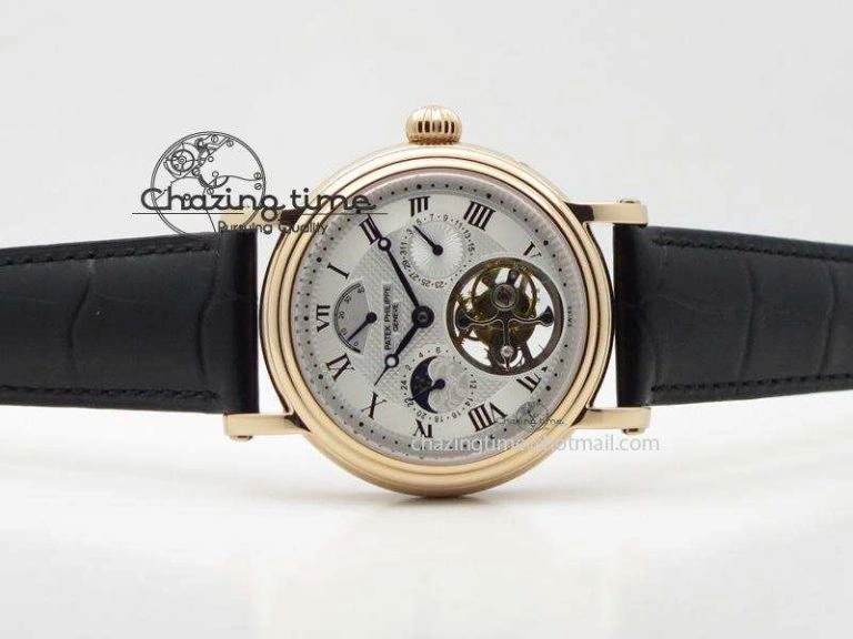 Grand Complications AXF Best Edition RG White Dial Moonphase (Left) On Black Leather Strap