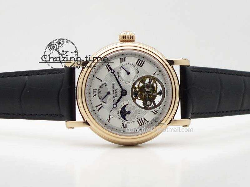 Grand Complications AXF Best Edition RG White Dial Moonphase (Left) On Black Leather Strap