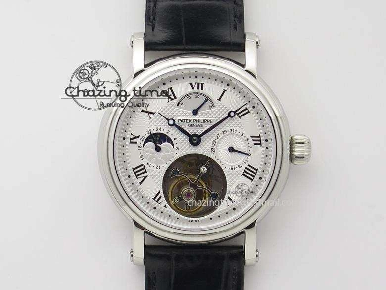 Grand Complications AXF Best Edition SS White Dial Moonphase (Left) On Black Leather Strap