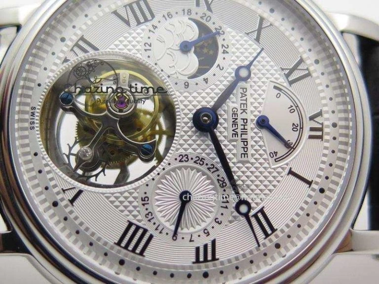 Grand Complications AXF Best Edition SS White Dial Moonphase (Left) On Black Leather Strap