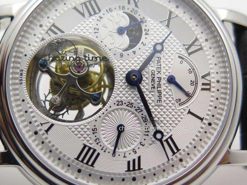 Grand Complications AXF Best Edition SS White Dial Moonphase (Left) On Black Leather Strap