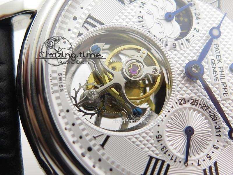 Grand Complications AXF Best Edition SS White Dial Moonphase (Left) On Black Leather Strap