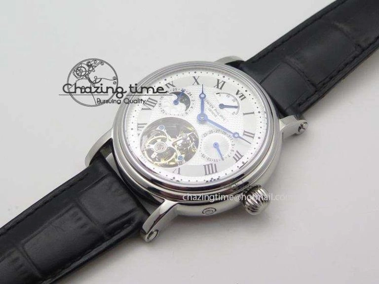 Grand Complications AXF Best Edition SS White Dial Moonphase (Left) On Black Leather Strap