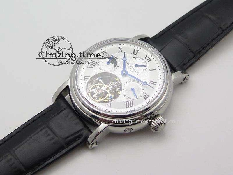 Grand Complications AXF Best Edition SS White Dial Moonphase (Left) On Black Leather Strap