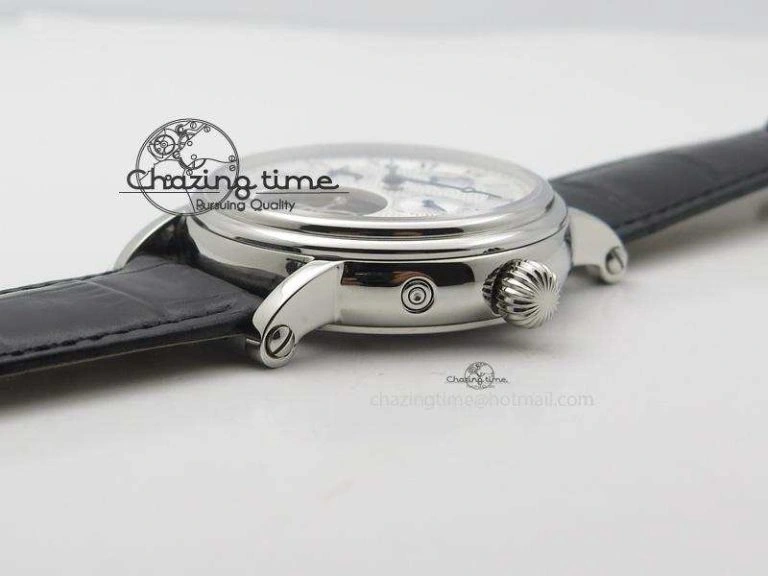 Grand Complications AXF Best Edition SS White Dial Moonphase (Left) On Black Leather Strap